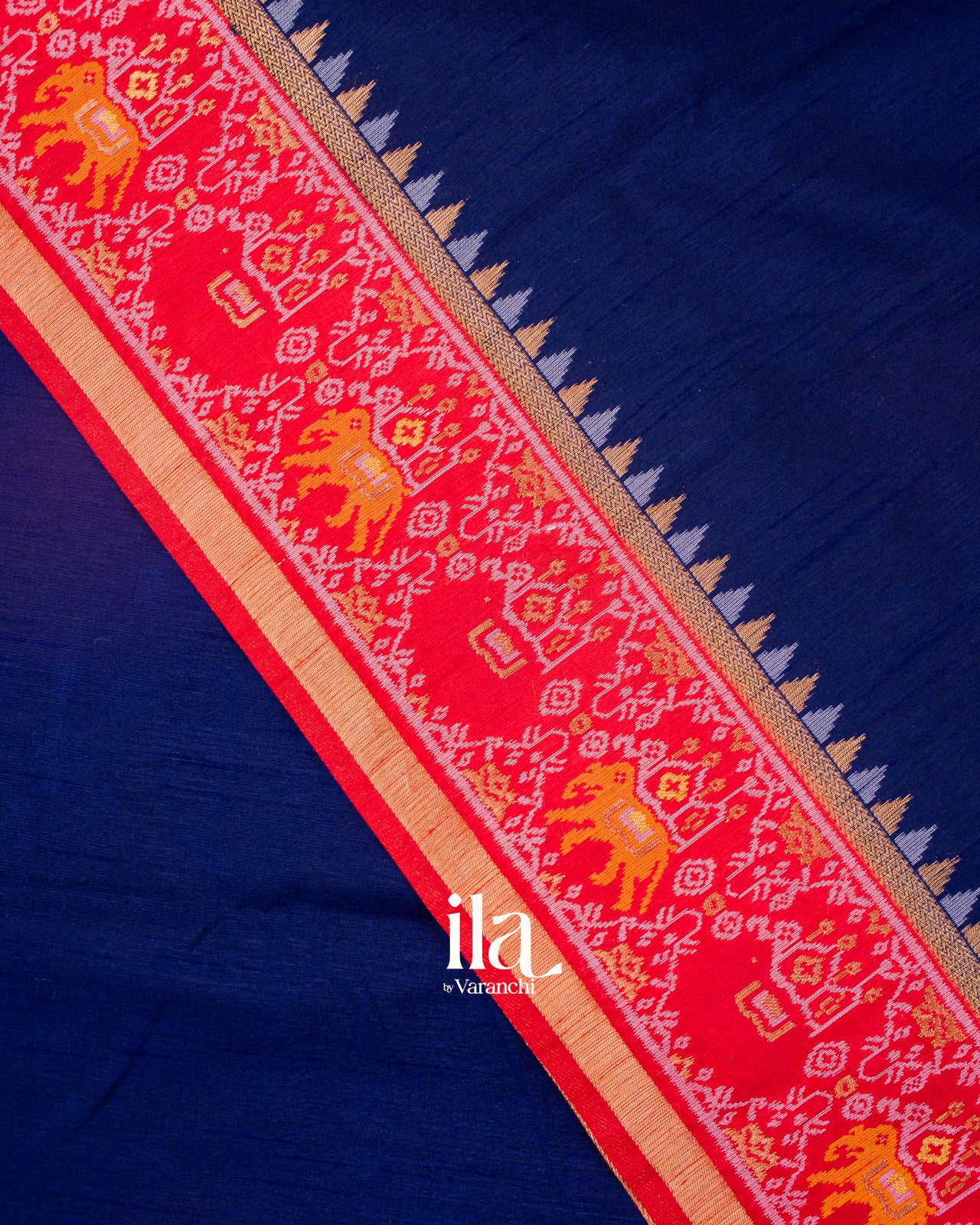 Navy Blue Pure Semi Mulberry Saree
