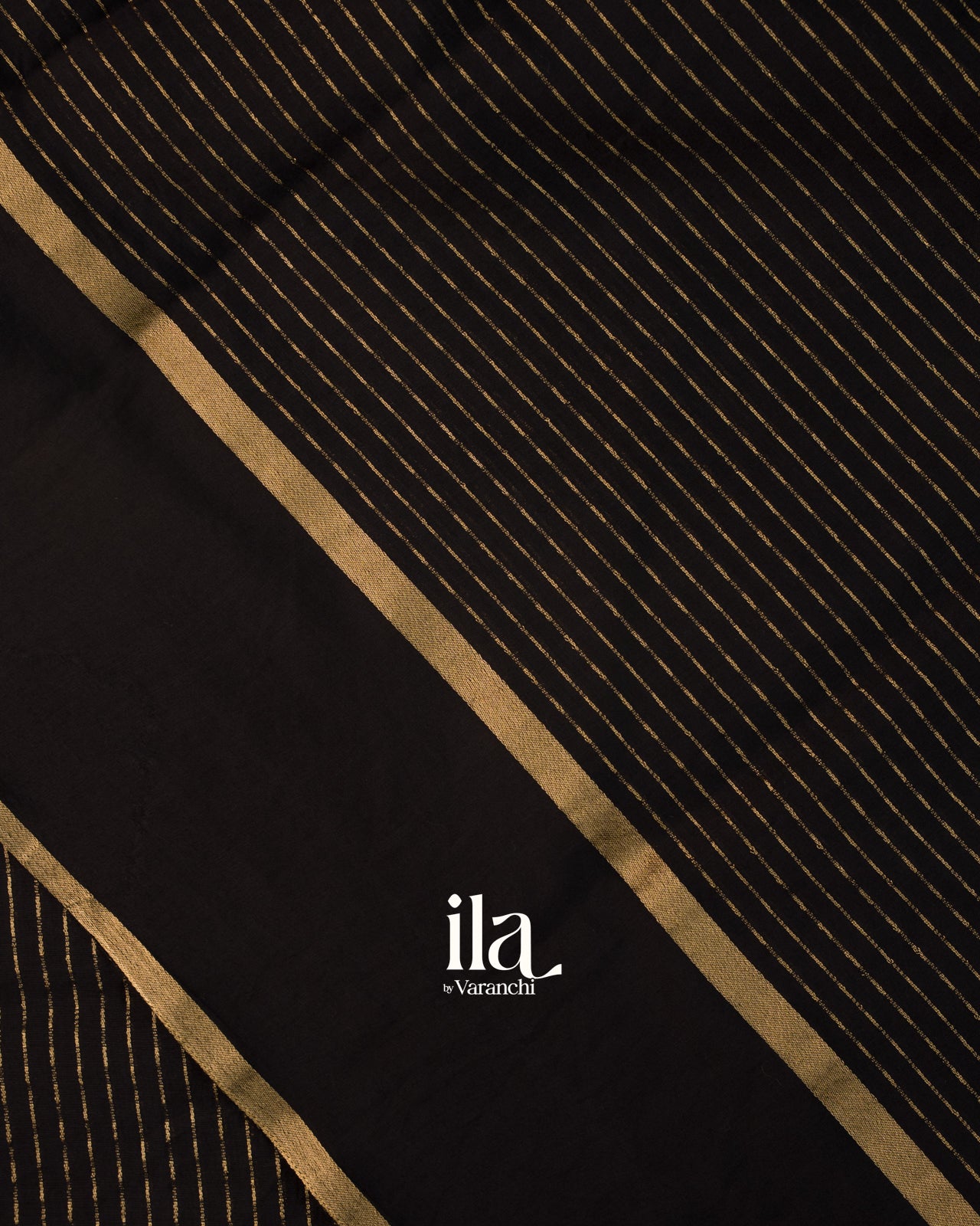 Black Striped Thread Bordered Assam Silk Saree