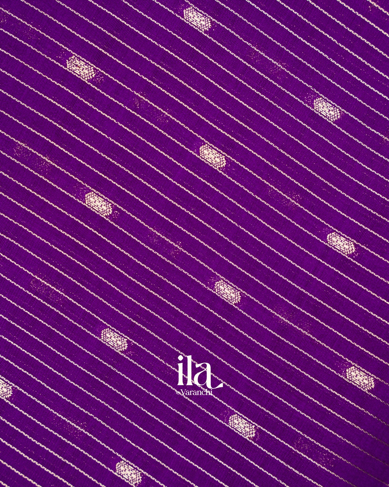 Purple Striped and Floral Embroidered Assam Silk Saree