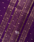 Purple Striped and Floral Embroidered Assam Silk Saree