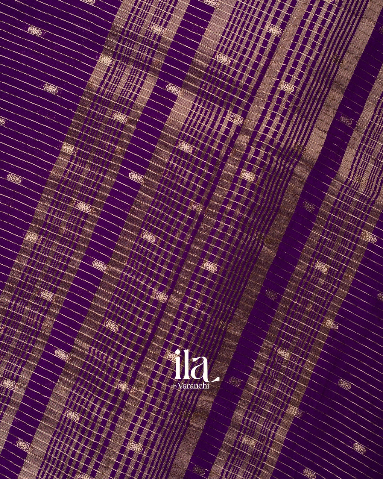 Purple Striped and Floral Embroidered Assam Silk Saree