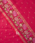 Rani Pink Striped Parsi Embroidered Assam Silk Saree