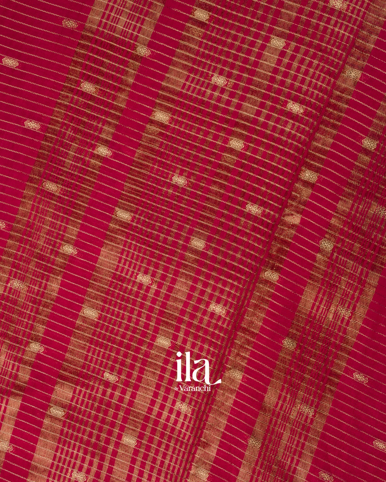 Rani Pink Striped Parsi Embroidered Assam Silk Saree