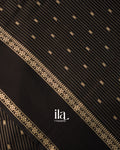 Black Striped Parsi Embroidered Border Assam Silk Saree