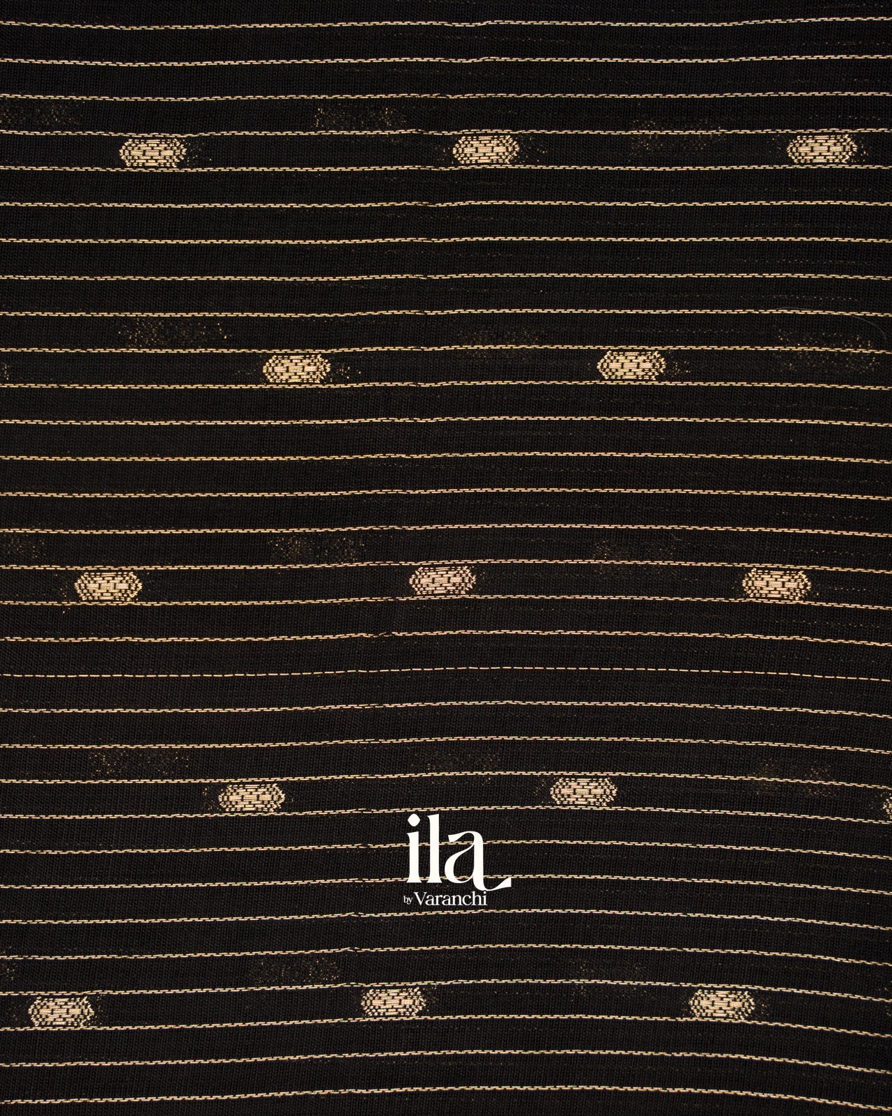 Black Striped Parsi Embroidered Border Assam Silk Saree