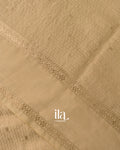Beige Striped Parasi Floral Embroidered Assam Silk Saree