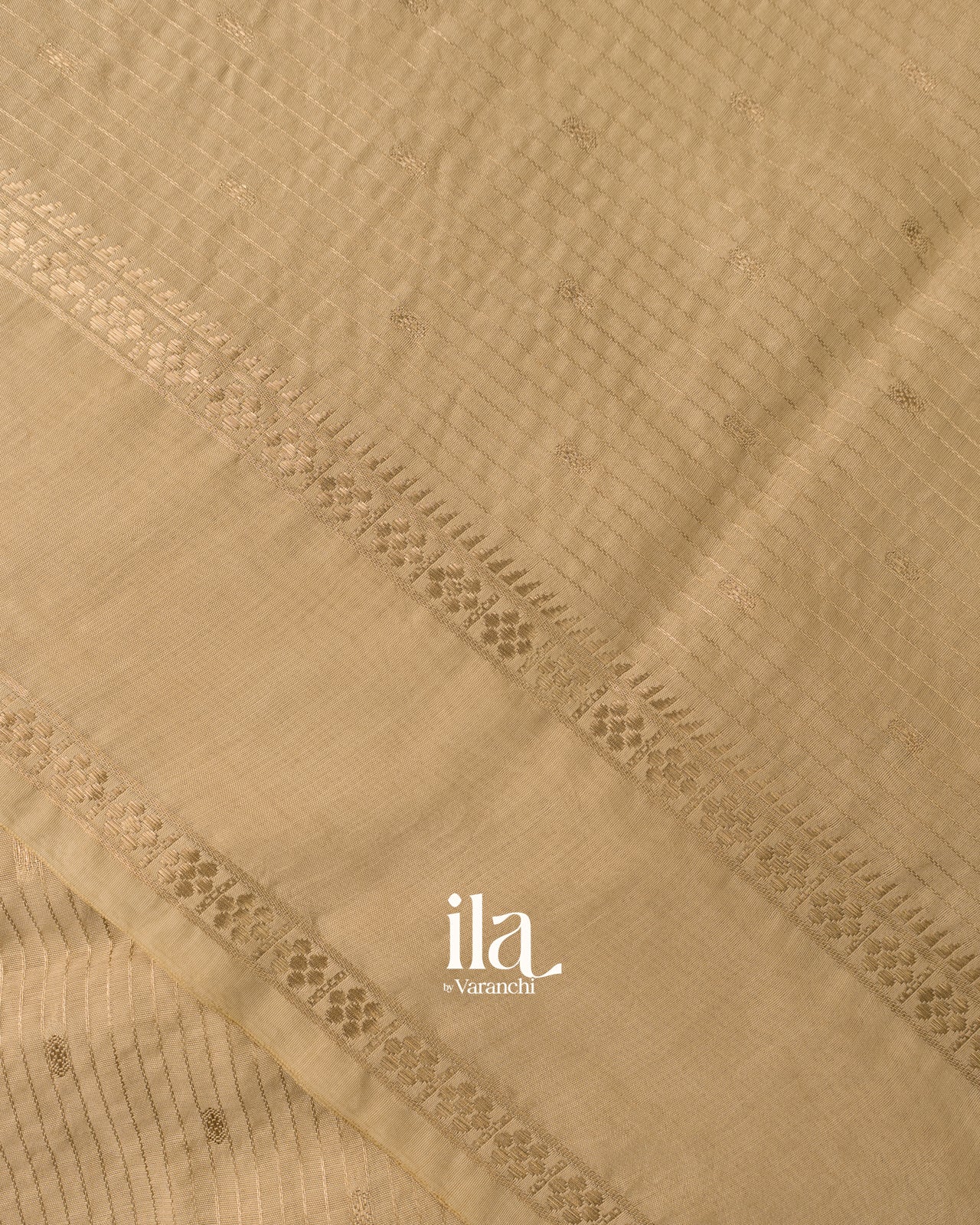Beige Striped Parasi Floral Embroidered Assam Silk Saree