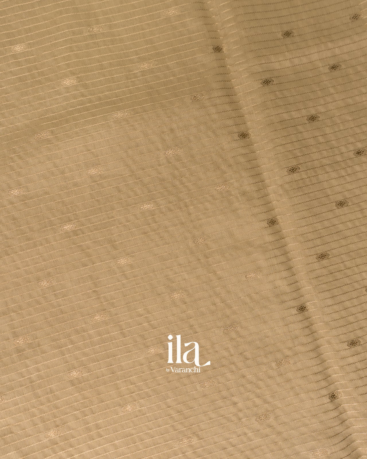 Beige Striped Parasi Floral Embroidered Assam Silk Saree
