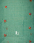 Sea Green Embroidered Floral Semi Linen Saree