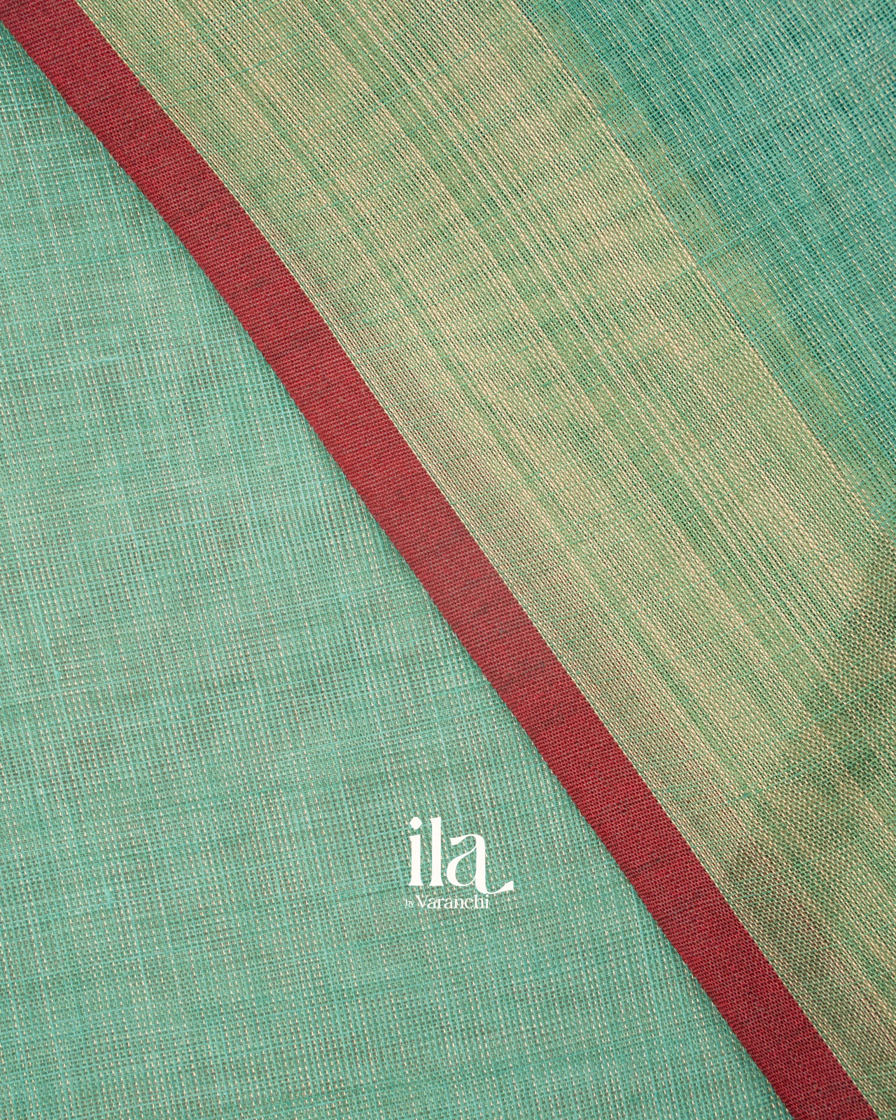 Sea Green Embroidered Floral Semi Linen Saree