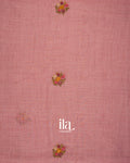 Onion Pink Floral Embroidered Floral Semi Linen Saree