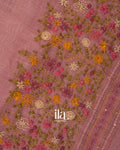 Onion Pink Floral Embroidered Floral Semi Linen Saree