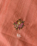 Rust Orange Floral Embroidered with Ombre-dyed Semi Tussar Saree