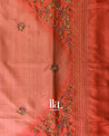 Rust Orange Floral Embroidered with Ombre-dyed Semi Tussar Saree