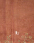 Peach Floral Printed and Embroidered Semi Linen Saree