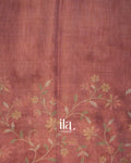 Rose Pink Floral Printed and Embroidered Semi Linen Saree
