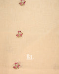 Cream Floral Embroidered Semi Linen Saree