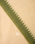 Cream Floral Embroidered Semi Linen Saree
