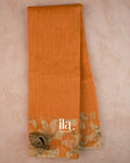 Rust Orange Floral Printed Semi Linen Saree