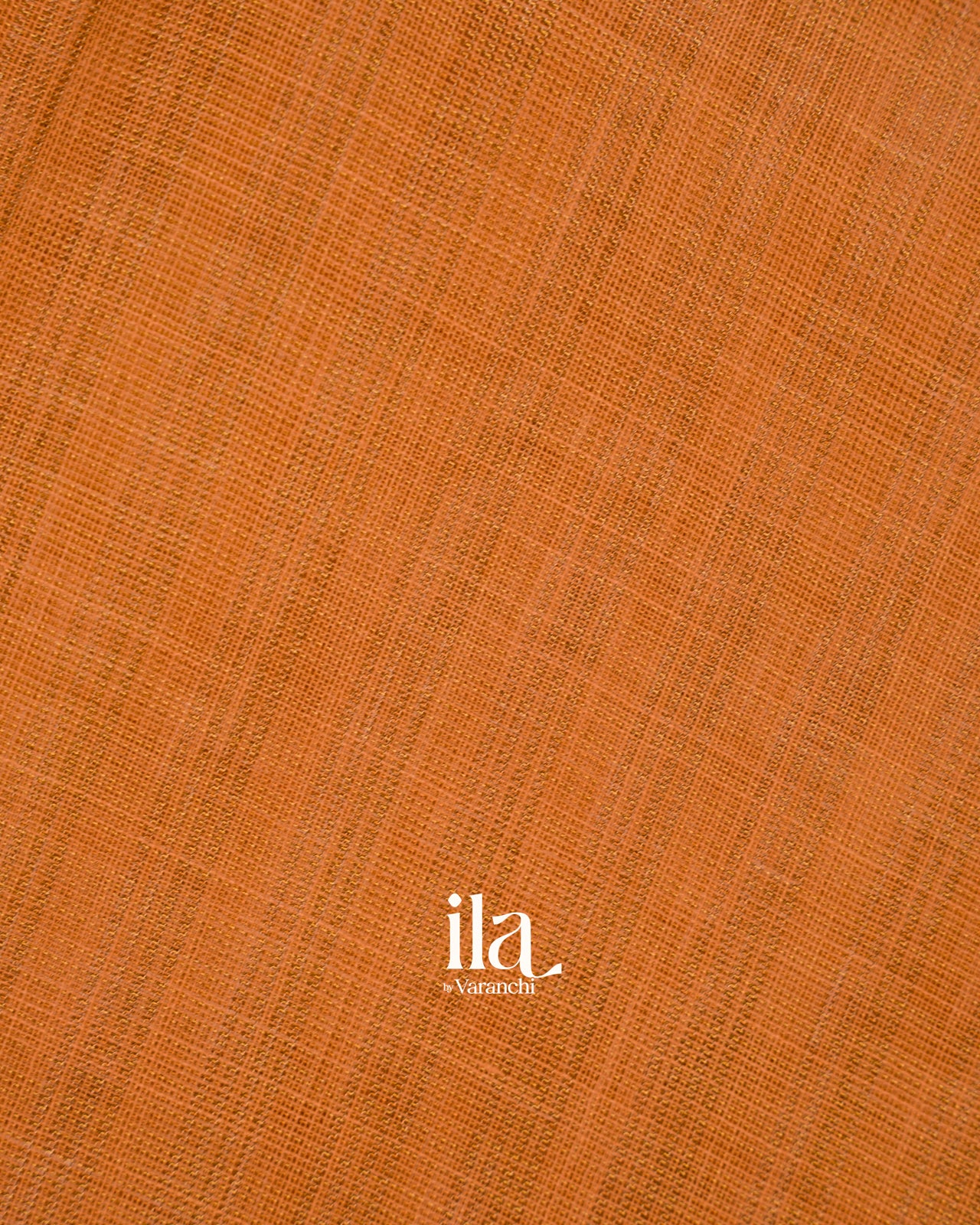 Rust Orange Floral Printed Semi Linen Saree