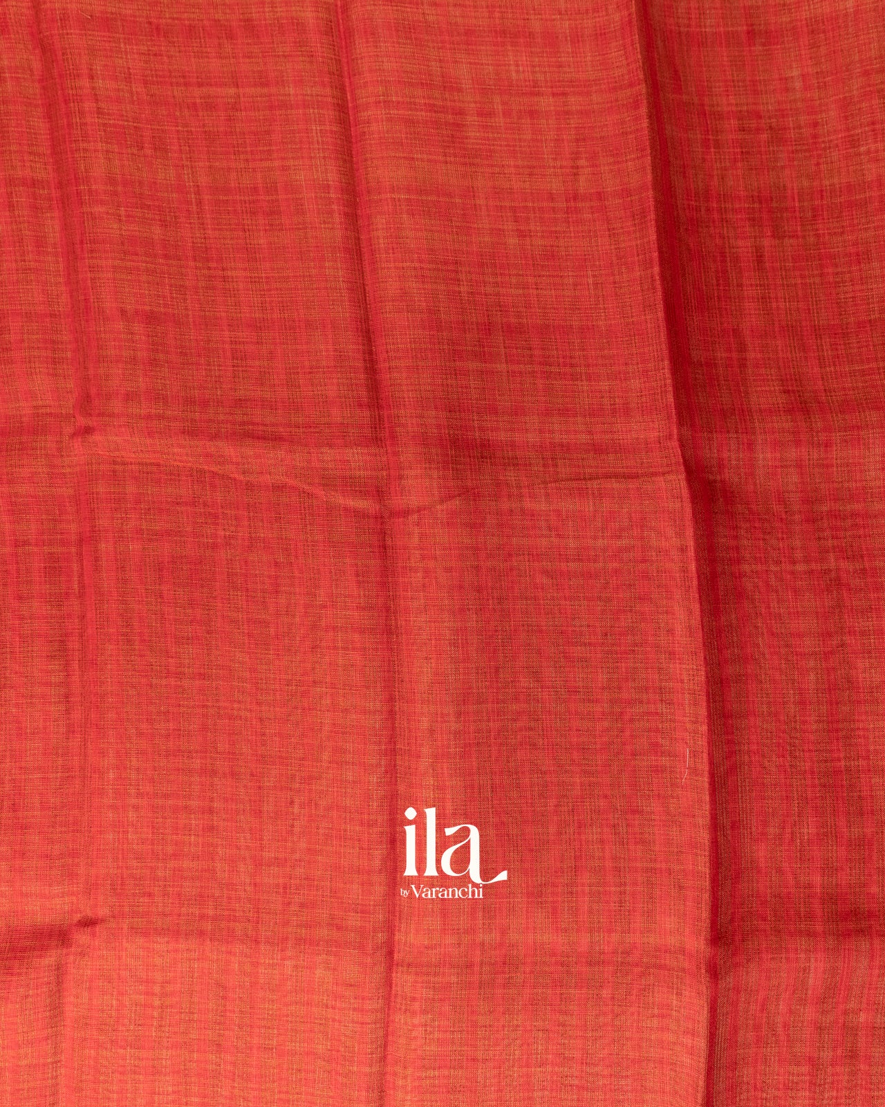 Rust Red Floral Printed Semi Linen Saree