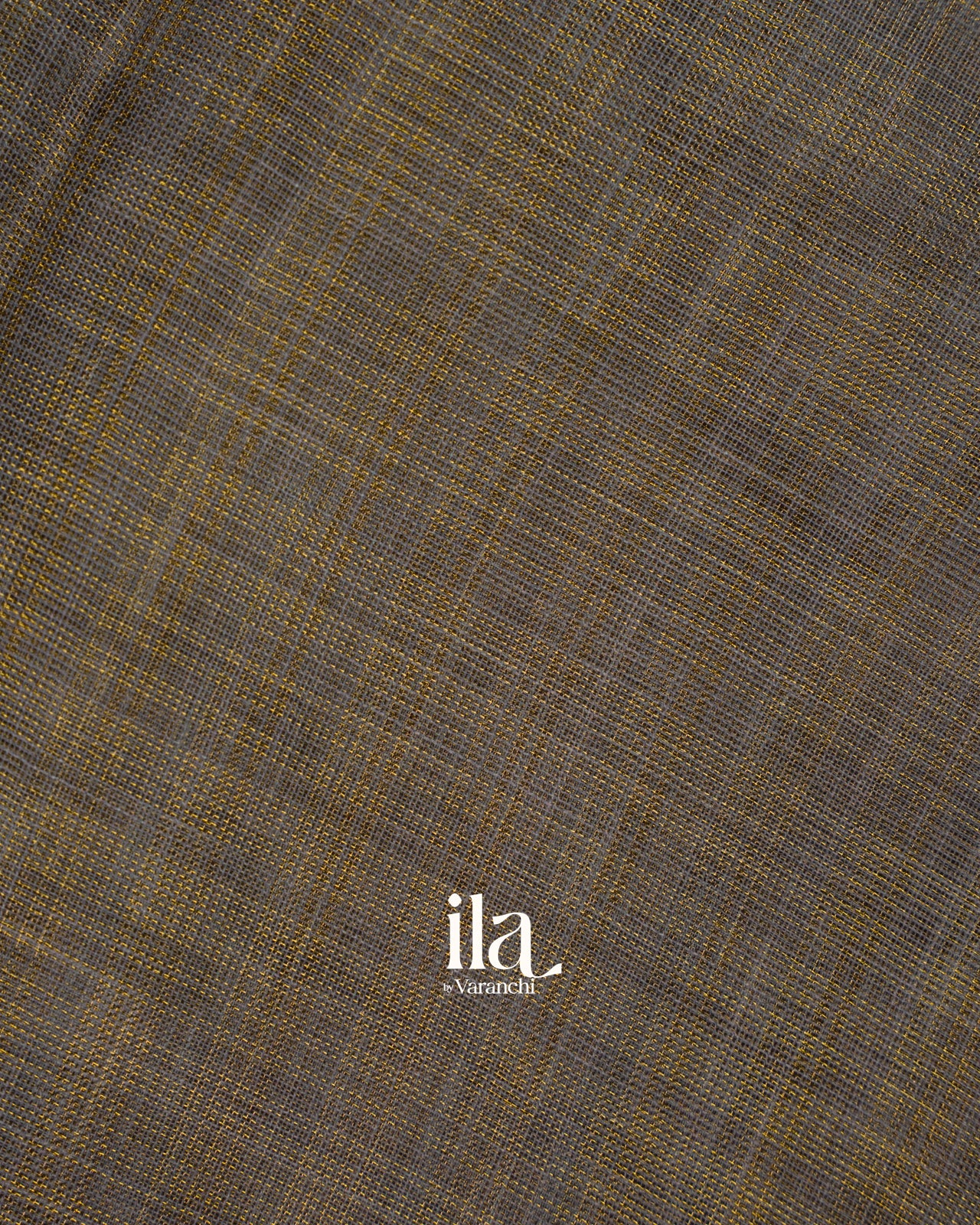 Grey Checkered Floral Printed Semi Linen Saree