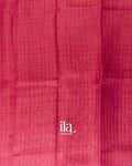 Rani Pink Striped Floral Printed Semi Linen Saree