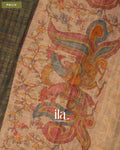 Black Checkered Kalamkari Semi Linen Tissue Saree — Pallu
