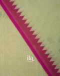 Pista Green Floral Printed Semi Linen Tissue Saree