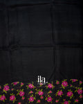 Black Floral Printed Semi Mangalgiri Saree