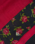 Black Rose Floral Printed Semi Mangalgiri Saree