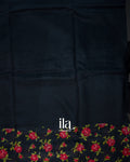 Black Rose Floral Printed Semi Mangalgiri Saree