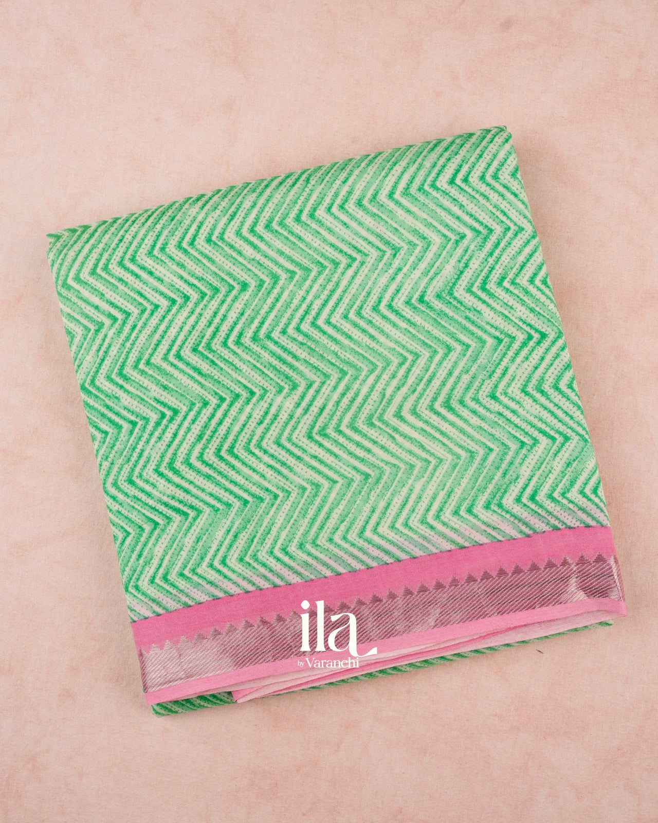 Sea Green Chevron Semi Mangalgiri Saree