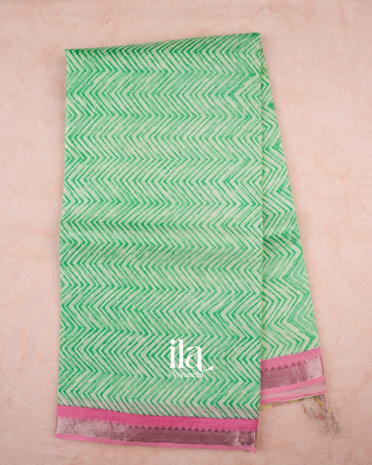 Sea Green Chevron Semi Mangalgiri Saree