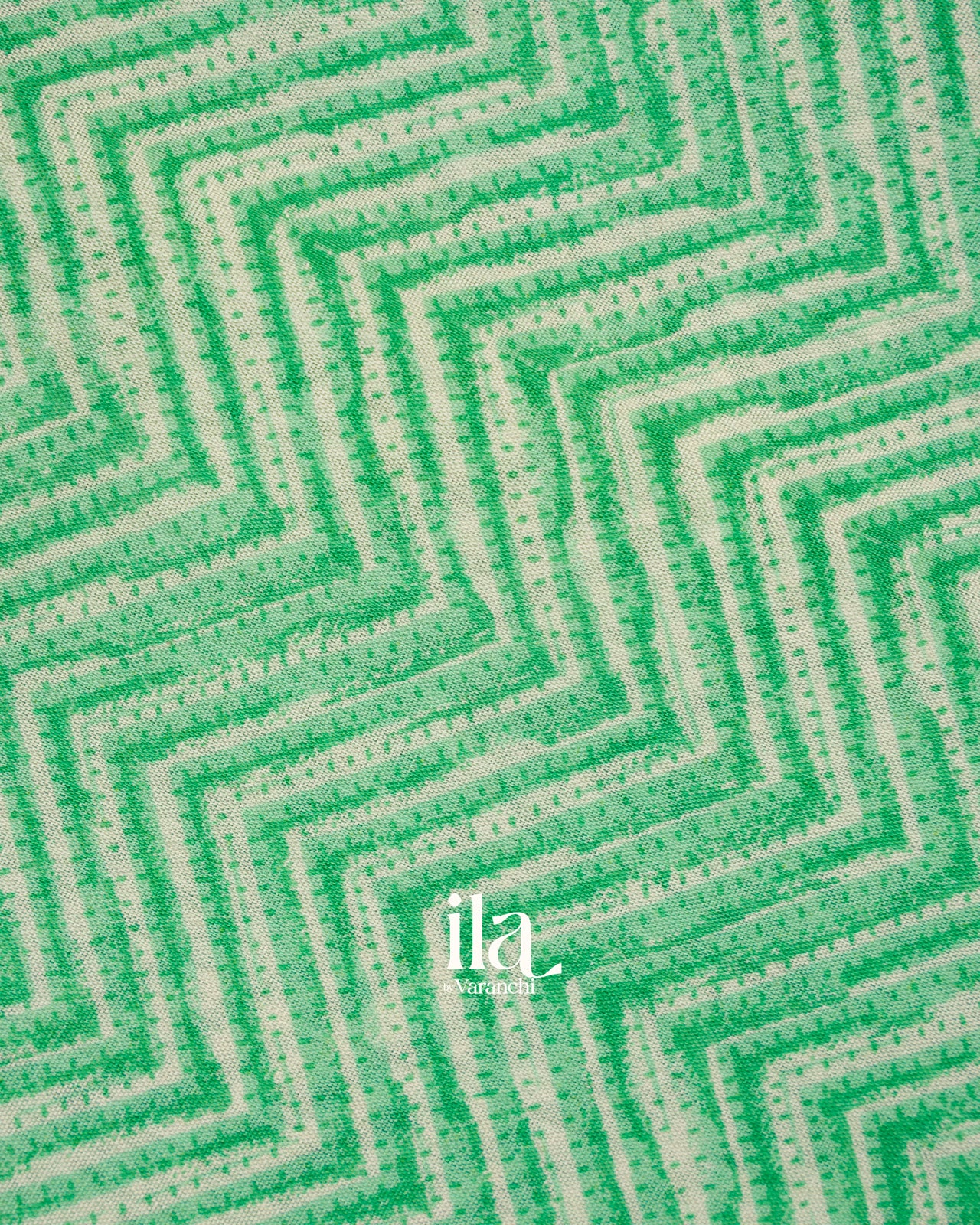 Sea Green Chevron Semi Mangalgiri Saree