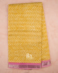 Mustard Yellow Chevron Semi Mangalgiri Saree