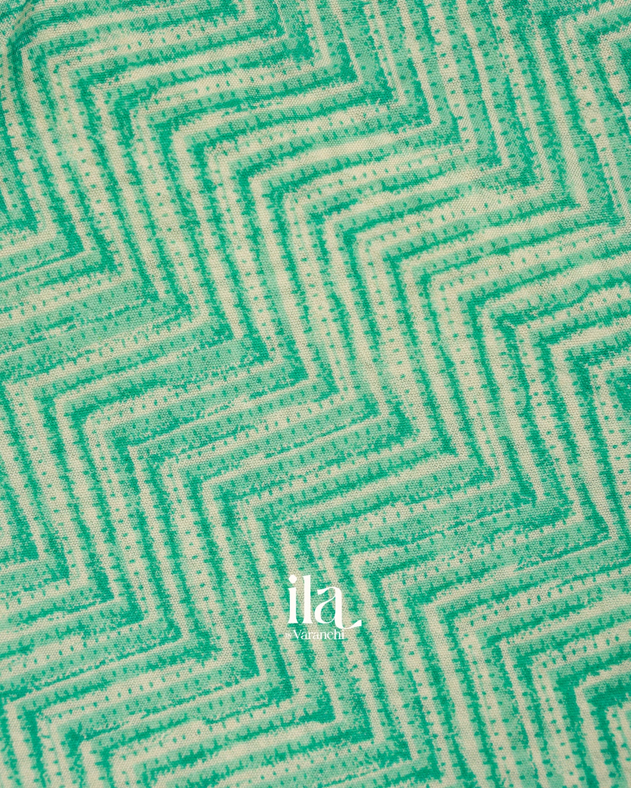 Sea Green Chevron Semi Mangalgiri Saree