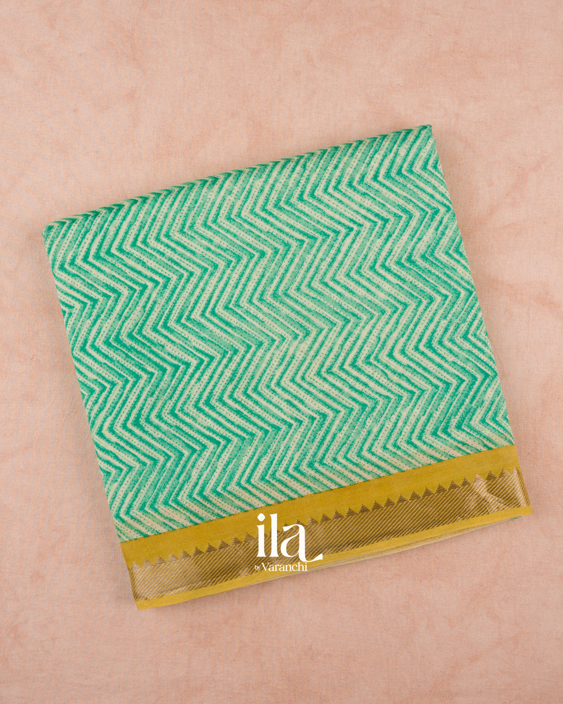 Sea Green Chevron Semi Mangalgiri Saree