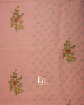 Peach Floral Printed Semi Linen Tissue Saree