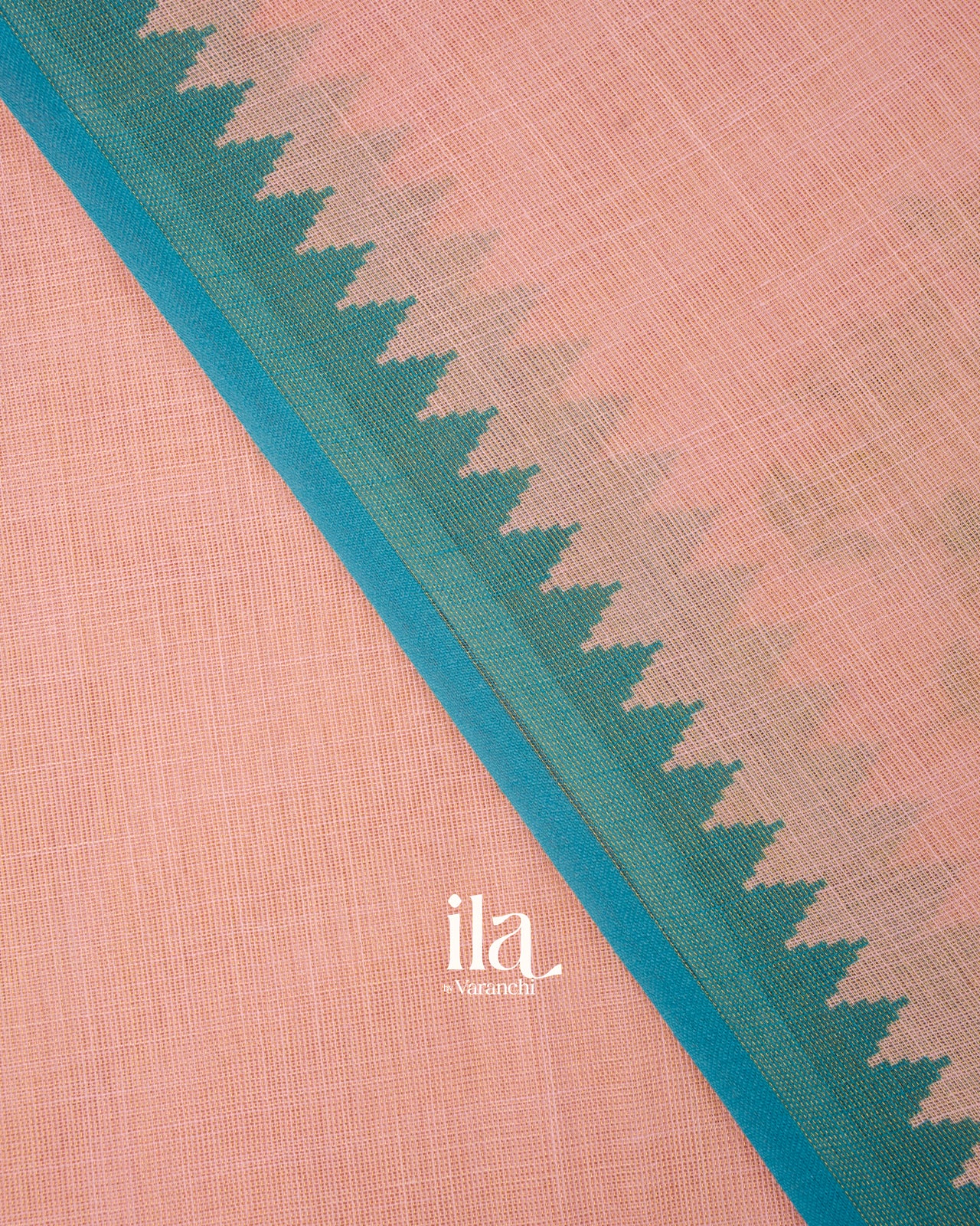 Peach Floral Printed Semi Linen Tissue Saree