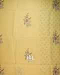 Mustard Floral Printed Semi Linen Tissue Saree