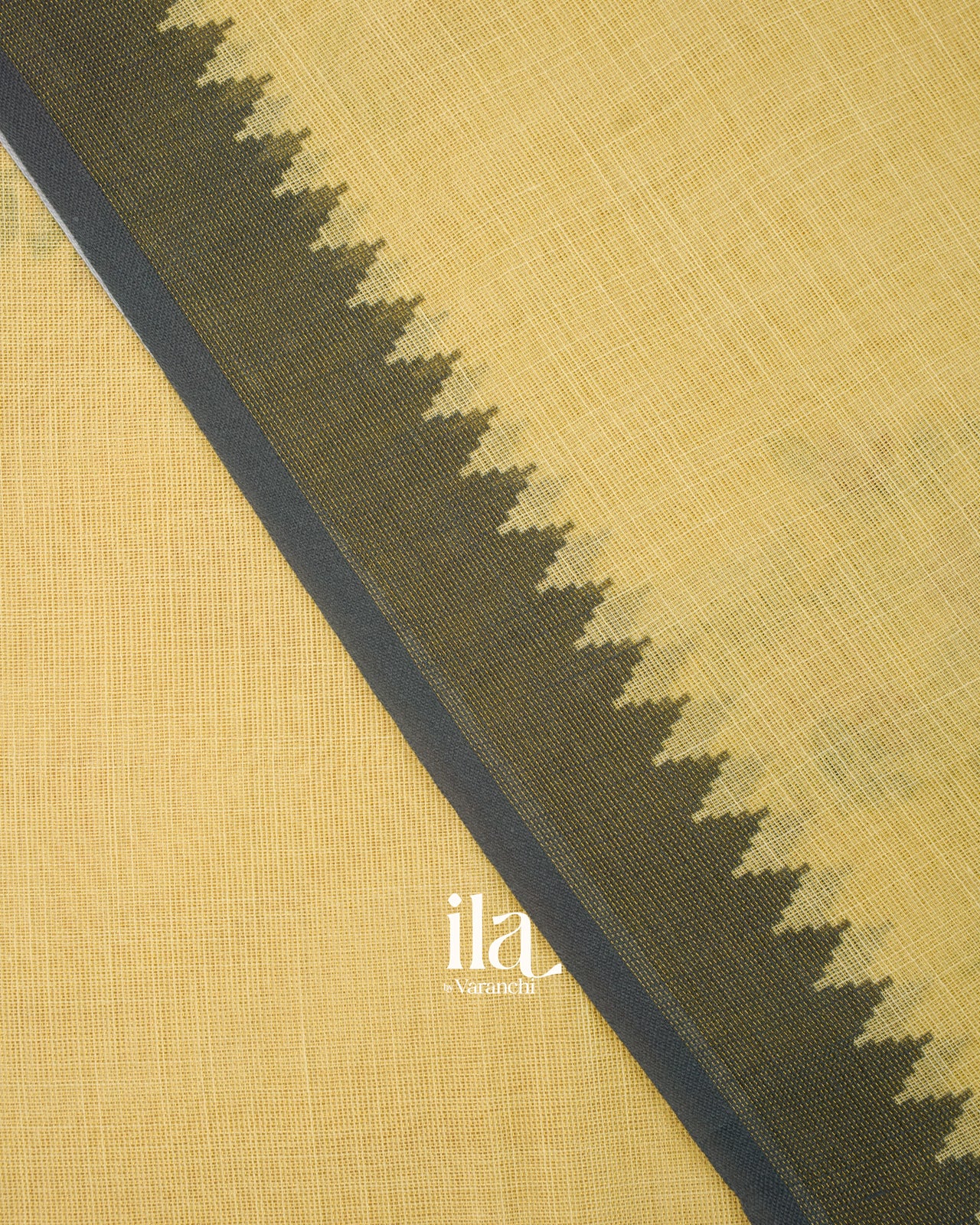 Mustard Floral Printed Semi Linen Tissue Saree