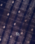 Navy Blue Striped Assam Silk Saree