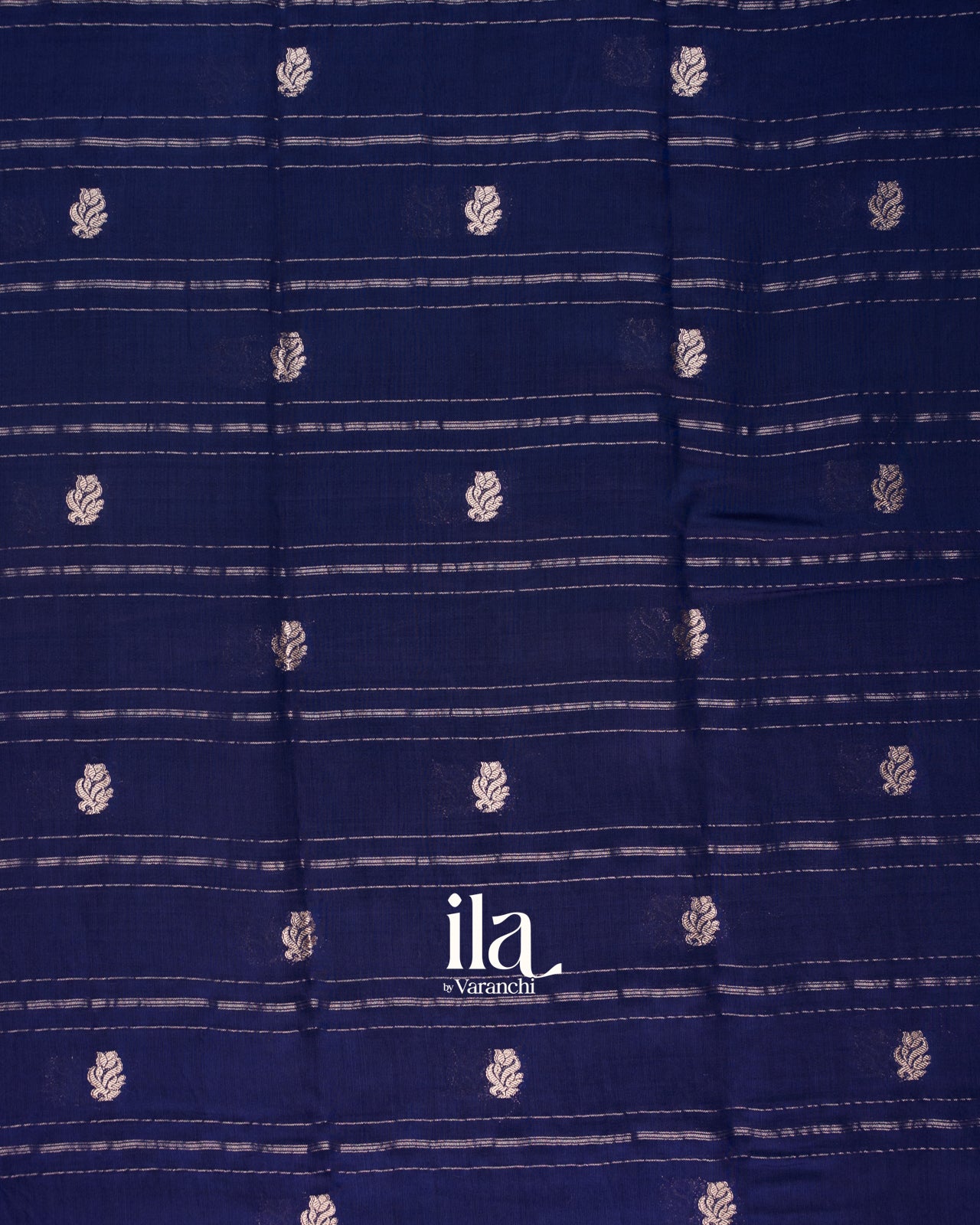 Navy Blue Striped Assam Silk Saree