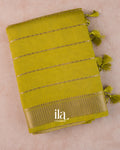 Mehendi Green Striped Assam Silk Saree
