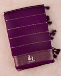 Wine Purple Striped Assam Silk Saree