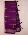 Wine Purple Striped Assam Silk Saree