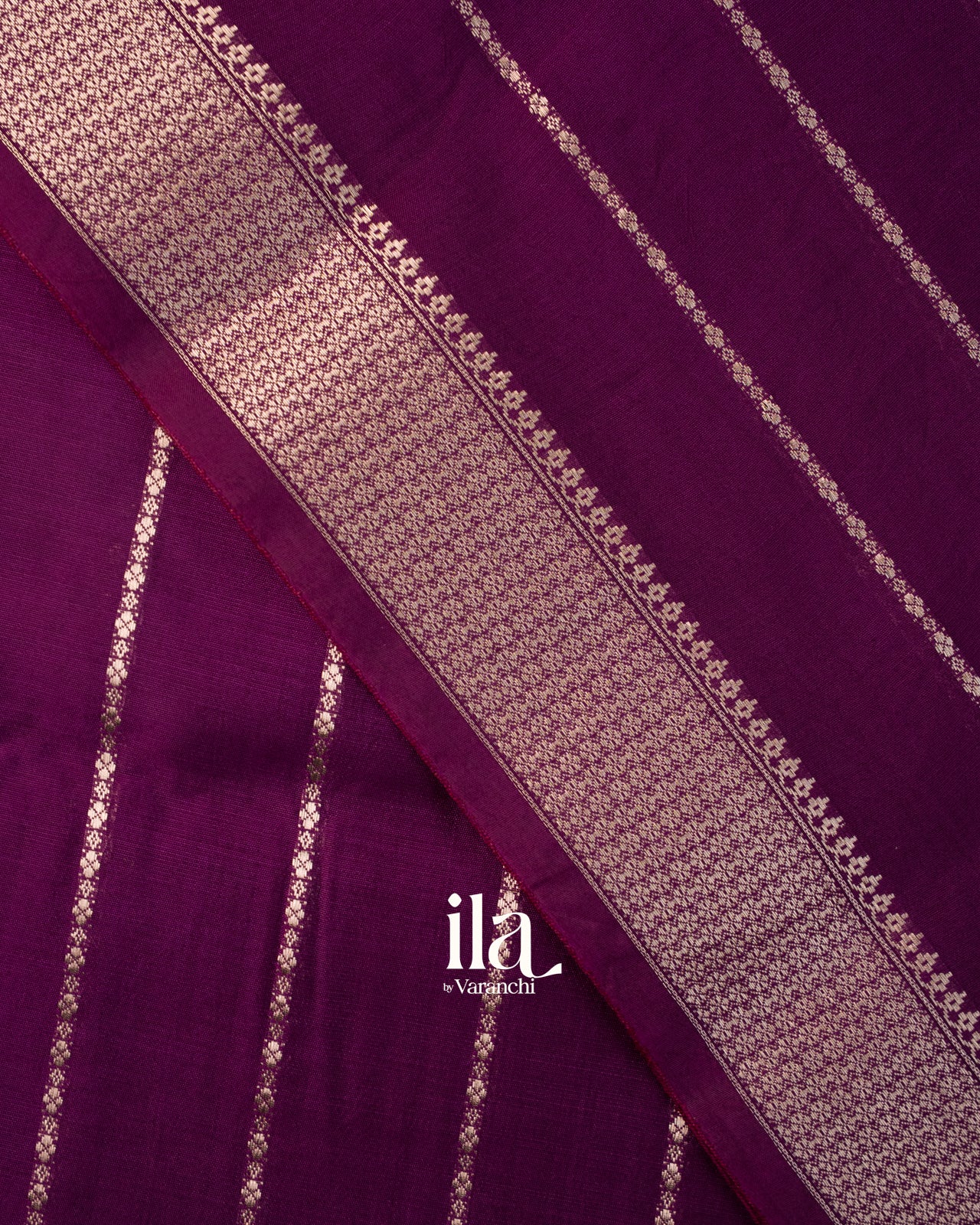 Wine Purple Striped Assam Silk Saree
