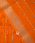 Bright Orange Striped Assam Silk Saree