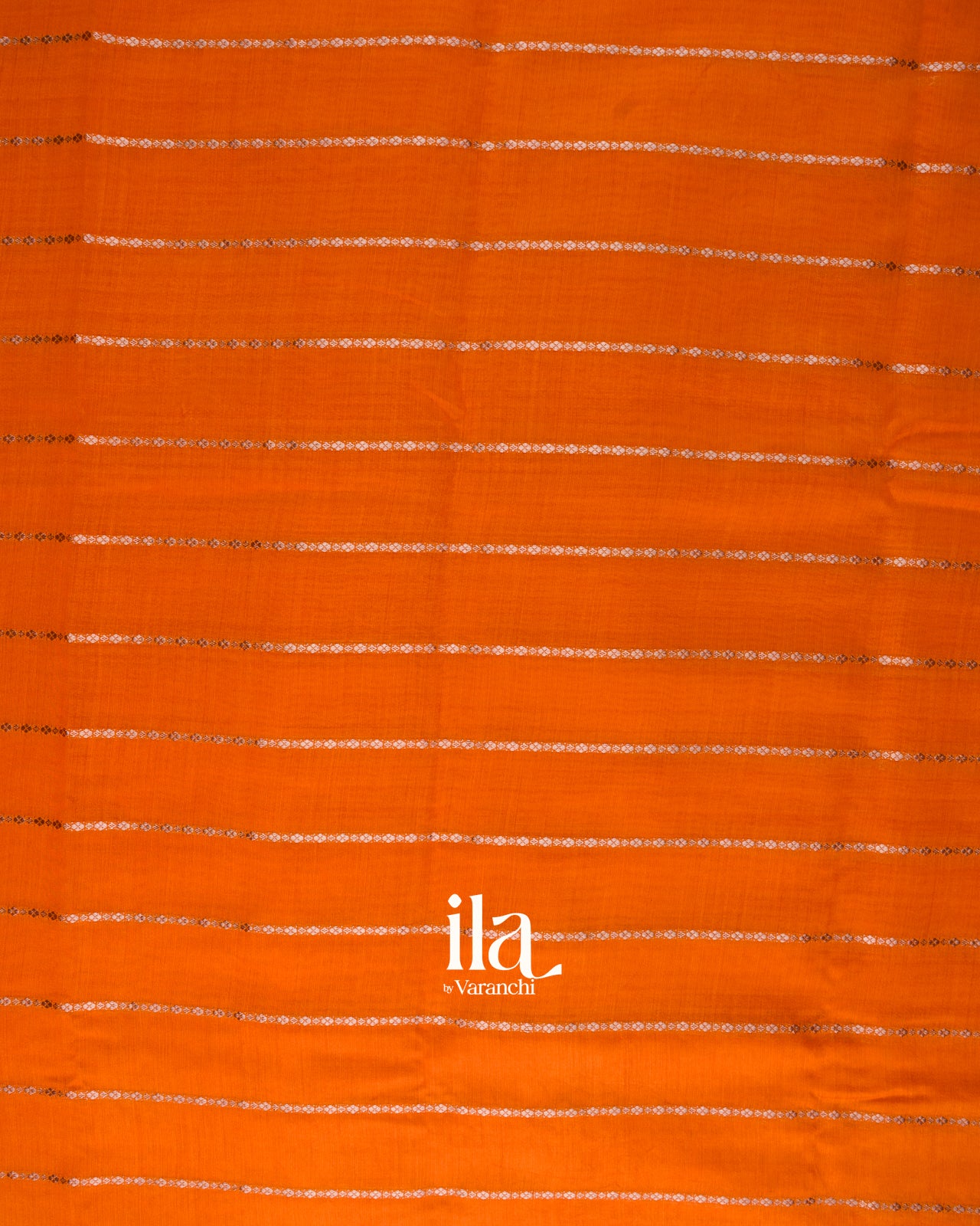 Bright Orange Striped Assam Silk Saree